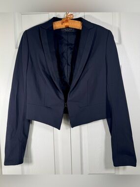 Rag & Bone Cropped Pointed Hem Metal Clasp Blazer Black Size 6
